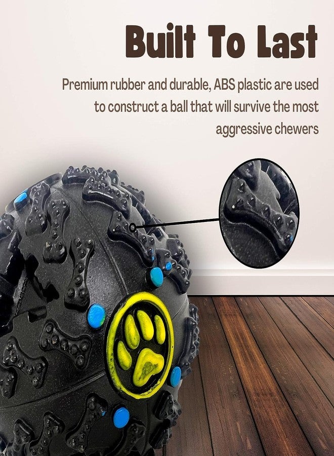 RoverPets Squeaky Ball Toy Treat Food Dispenser Ball with Duck Sound, Dental Cleaning and Interactive for Small and Medium Dogs (Black) - Image 3